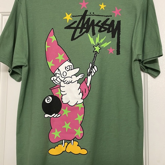 NWT Limited Edition Stussy Wizard Tee In Green & Yellow (Men’s Size Medium) - Picture 5 of 10